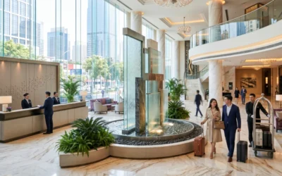 Fontanna w&nbsp;hotelu 4–5★: akustyka lobby, strefa SPA i&nbsp;ogród hotelowy —&nbsp;jak woda pracuje na&nbsp;oceny gości